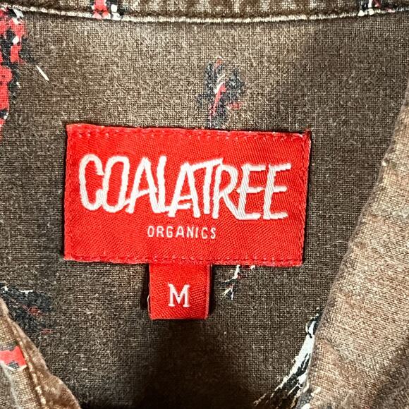 Coalatree Shirt Mens Medium Brown Fishing Lure Print Organic Cotton Outdoors - Picture 3 of 9